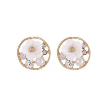 Shangjie oem joyas pendientes de moda mujeres delicadas antia-alérgicas pendientes de cristal de la flor arete